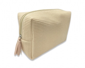 cotton waffle cosmetic bag